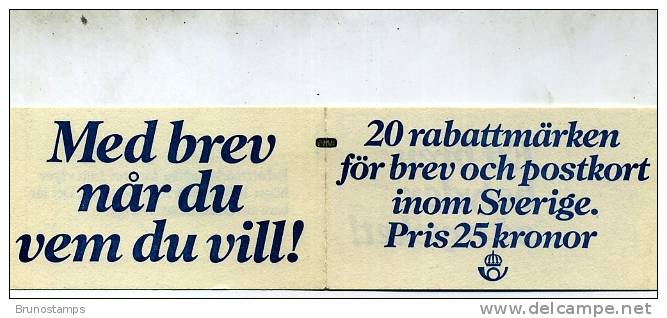 SWEDEN/SVERIGE - 1980  DISCOUNTED   BOOKLET  FINE USED  FDI CANCEL - 1951-80
