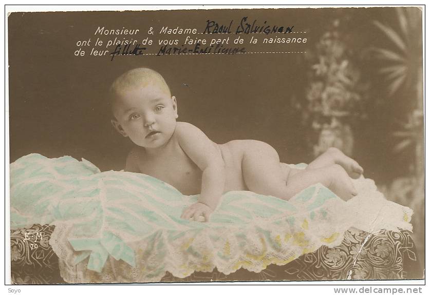 Faire Part Naissance Raoul Salvignan Et Marie Emilienne 2/1/1916 Marseille - Naissance