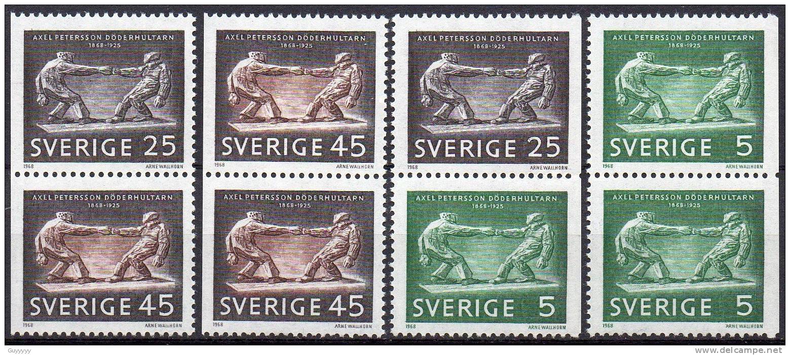 Suède 1968 - Yvert N° 601 à 603 **  24 Timbres, Combinaisons Différentes - Neufs