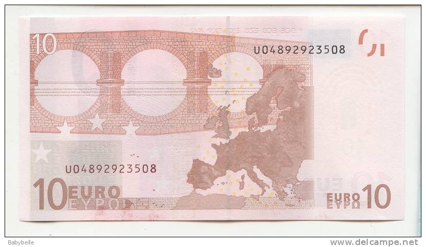 BILLET DE 10 EUROS LETTRE U  IMP L 052 D 1 Charge  89 Neuf - Other & Unclassified