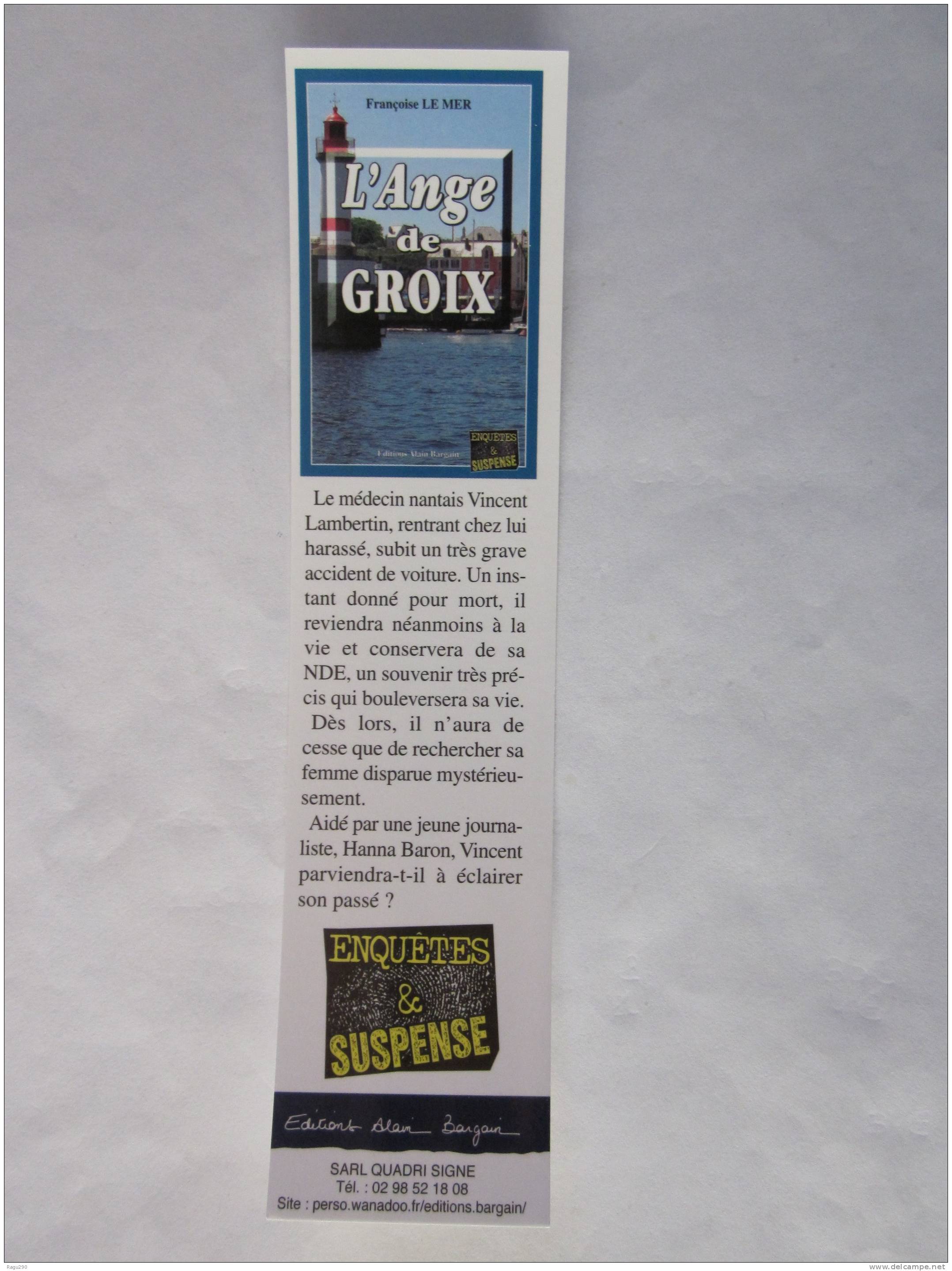 MARQUE PAGE DU ROMAN POLICIER  ALAIN BARGAIN  : L'ANGE DE GROIX - Bookmarks