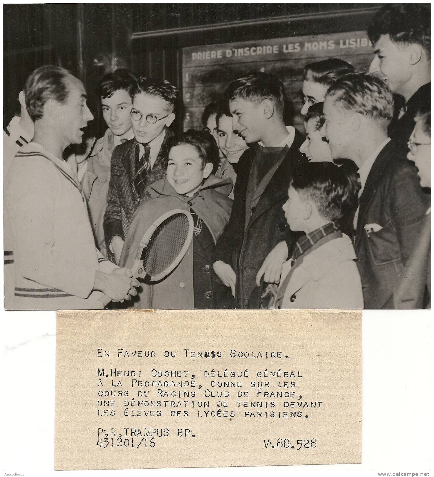 HENRI COCHET . TENNIS AU RCF - Famous People