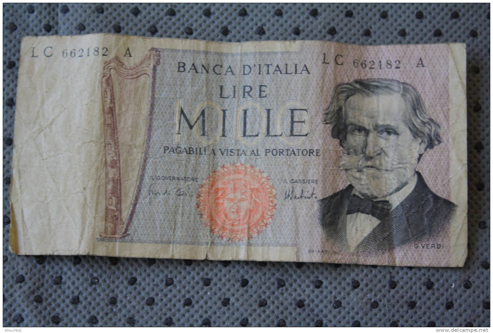 ITALIE  BILLET DE BANQUE BANK  BANCA  ITALIA&gt; 1000 LIRE &gt; TEATRO ALLA SCALA MILAN &gt;&gt; G. VERDI - 1000 Lire