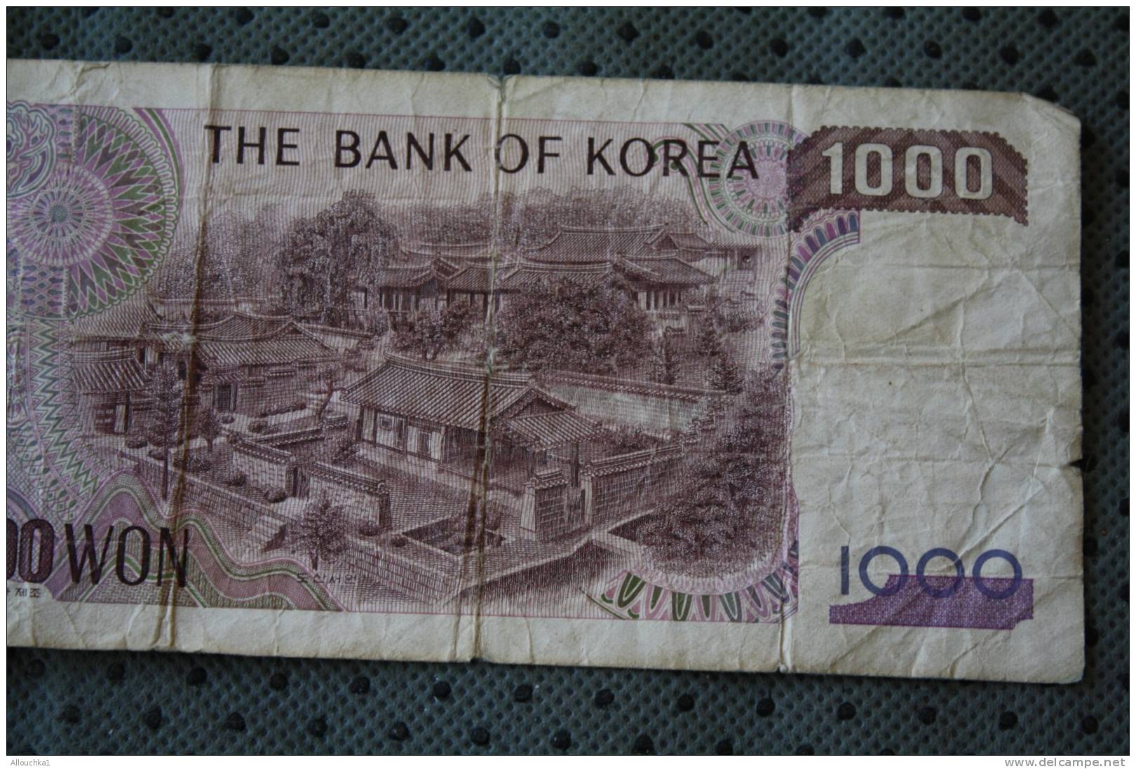 THE BANK OF KOREA 1000 WON&gt;&gt;  COREEN ET MAISONS TRADITIONNELLES COREENNES &gt;&gt; BILLET DE BANQUE BANK  BANCA - Corea Del Sur