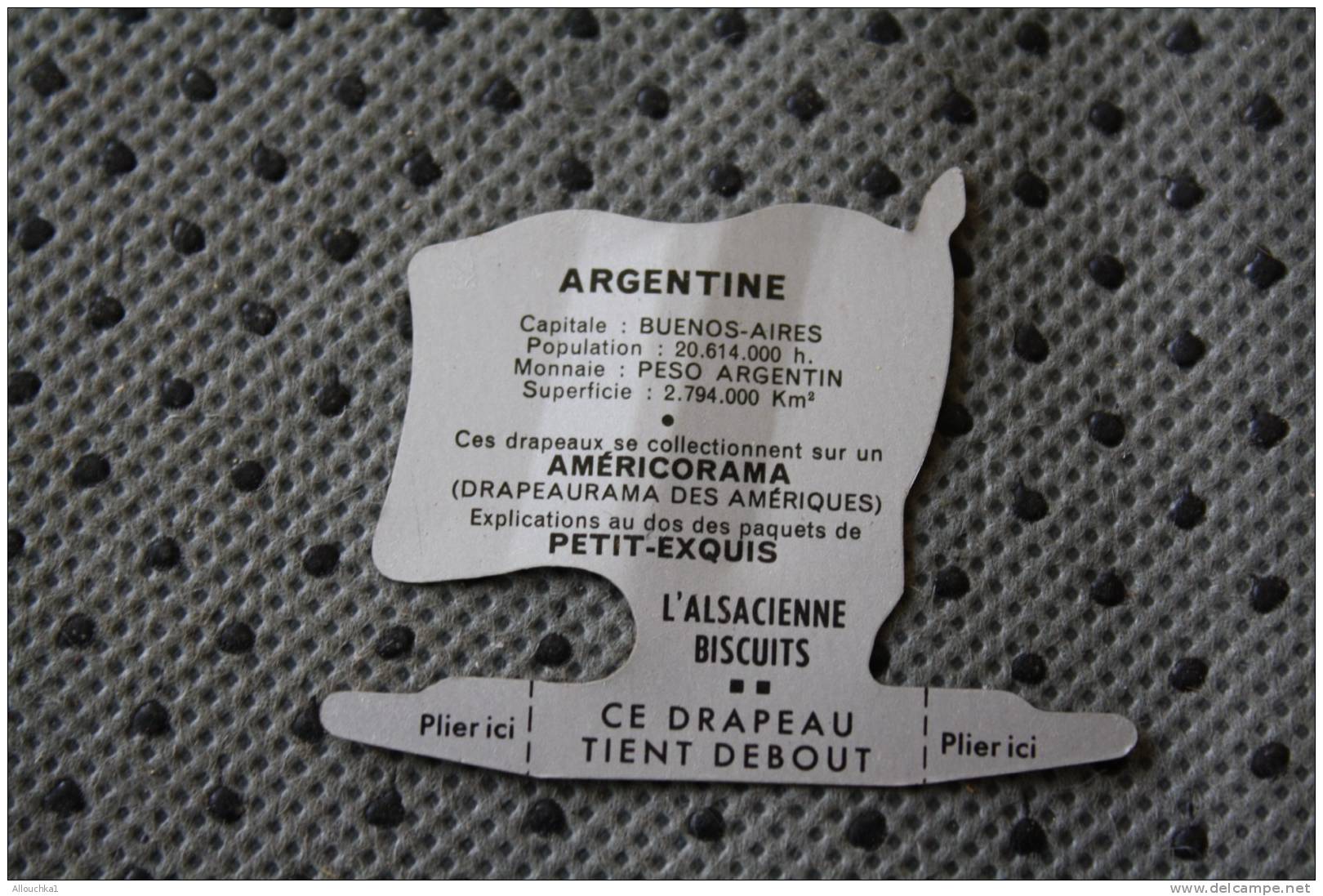 ARGENTINA  DRAPEAU FLAG BANDIERA &Sigma;&Eta;&Mu;&Alpha;&Iota;&Alpha; FLAGGA-TOLE PLIABLE-PUB L'ALSACIENNE BISCUIT REPLI - Andere & Zonder Classificatie