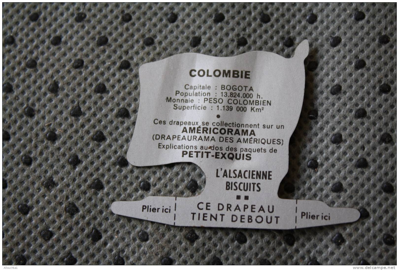 COLOMBIE DRAPEAU FLAG BANDIERA &#931;&#919;&#924;&#913;& I Ota;&#913; FLAGGA-TOLE PLIABLE-PUB L´ALSACIENNE BISCUIT REPLI - Other & Unclassified