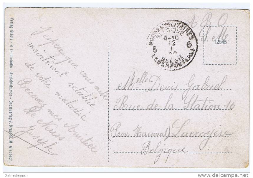 Belgium Postcard 192 To Lacrogere, Belgium Army In Occupied Germany, Picture Of Santen A. Rhine - OC38/54 Belgian Occupation In Germany