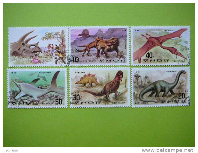 Korea North 1991 Dinosaurs  Prehistorics Set Of 6 #a131 Nord - Préhistoriques