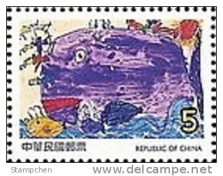 2006 Kid Drawing Stamp (r) Whale Mammal Fish Sun Marine Life - Dolphins
