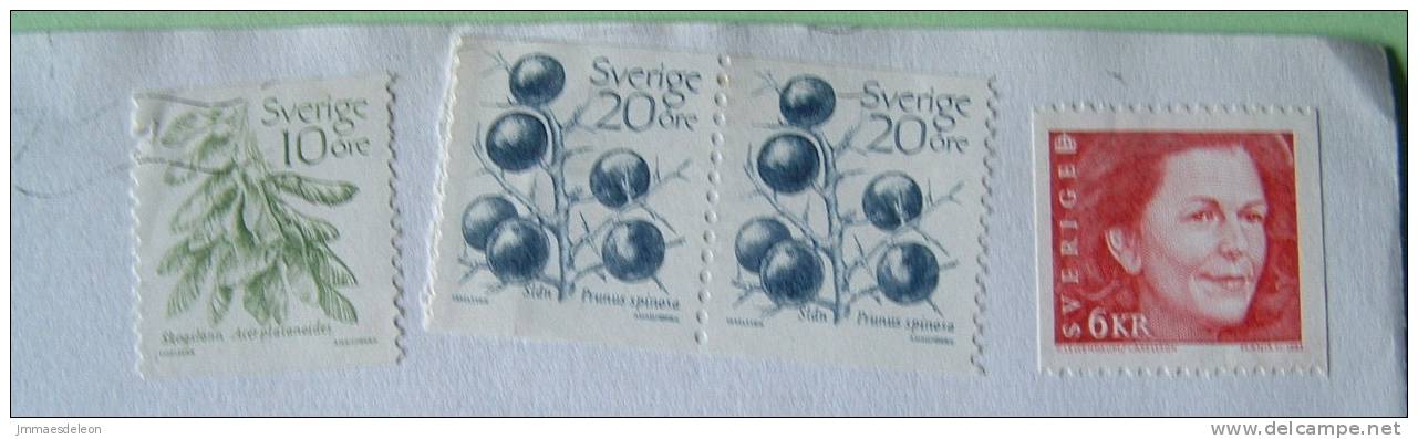 Sweden 1994 Cover To England UK - Tree Seed Fruits - Queen Silvia - Brieven En Documenten