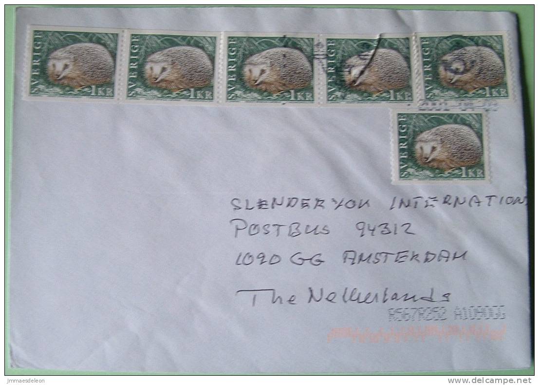 Sweden 2001 Cover To Holland Netherlands - Hedgehog - Covers & Documents