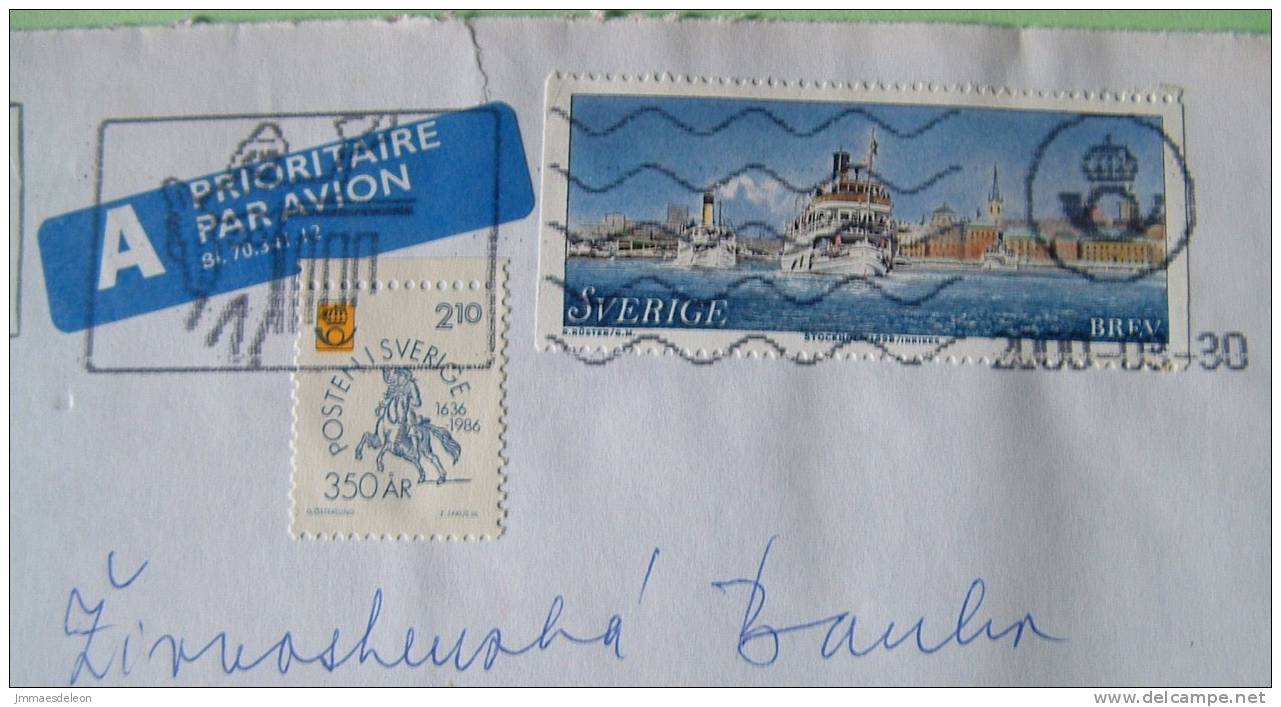 Sweden 2000 Cover To Praha Czech - Horse - City Of Stockholm - Ship Boat - Storia Postale