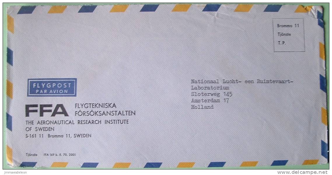 Sweden Cover To Holland Netherlands - Aeronautical Topic - Lettres & Documents