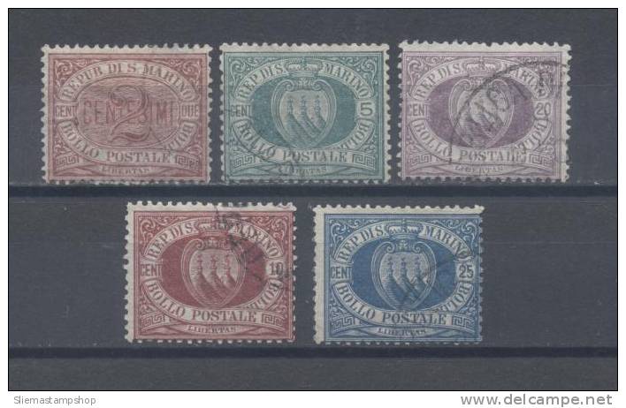 SAN MARINO - 1894/99, 5 VALUES  - V4583 - Gebruikt