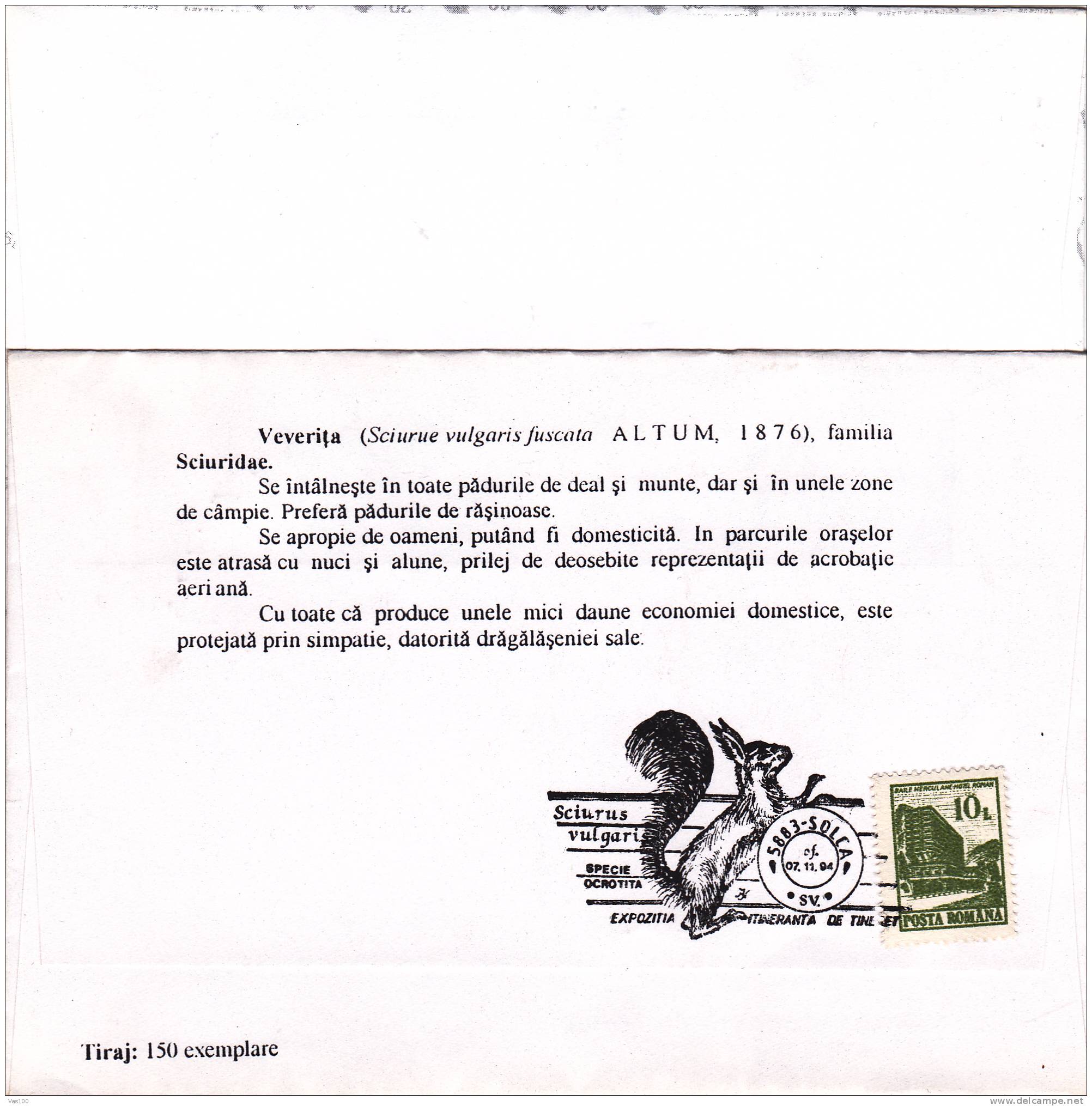 Squirrel,écureuil,1994-2000,special  2X Covers ,obliteration Concordante Solca & Suceava Romania. - Rodents