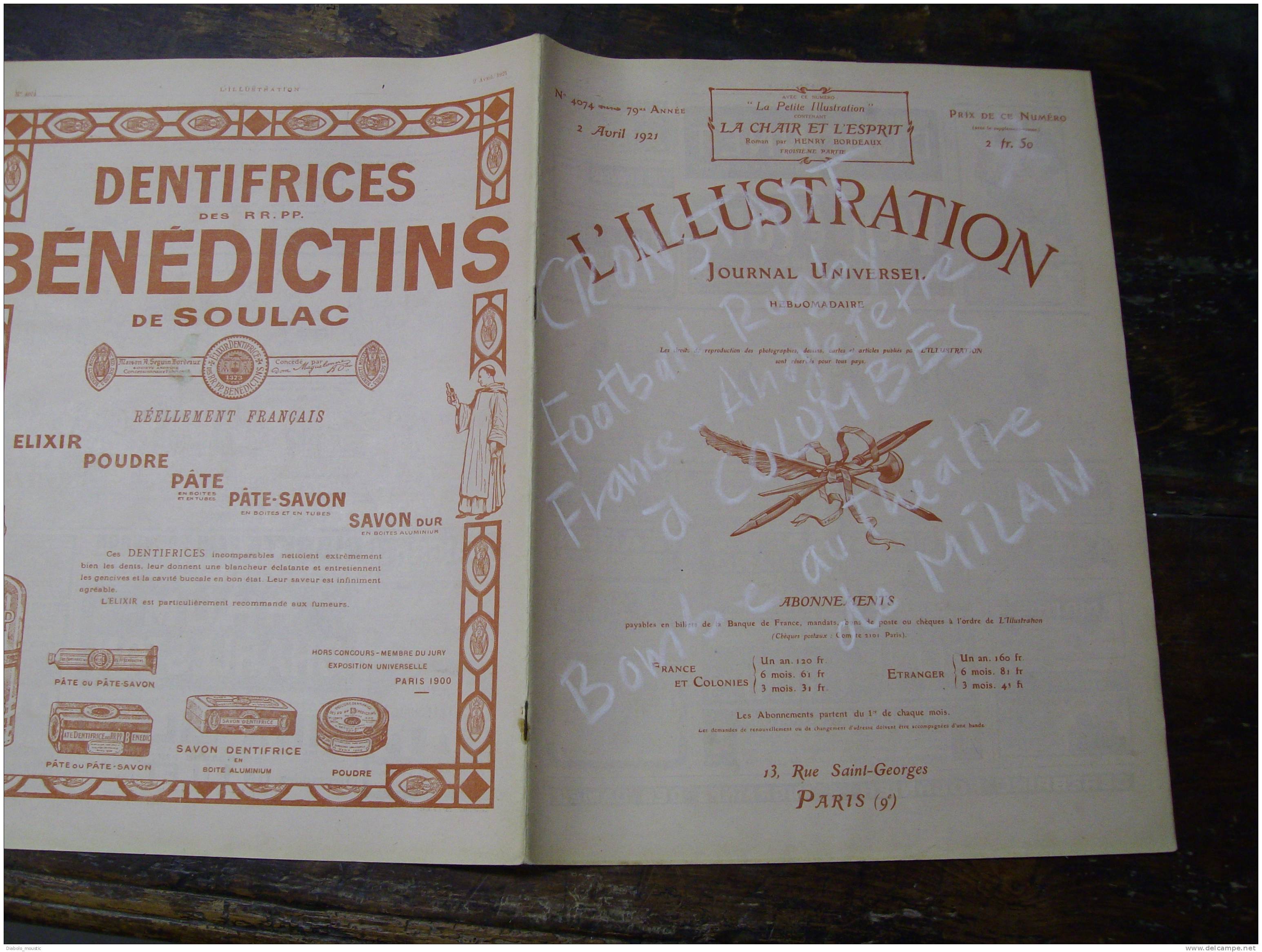 1921  Hommage Aux Patriotes BELGES ; Troubles à CRONSTADT(impt Doc.) ; Séjour IRLANDE; Foot-Ball-Rugby; EISLEBEN; MILAN - L'Illustration