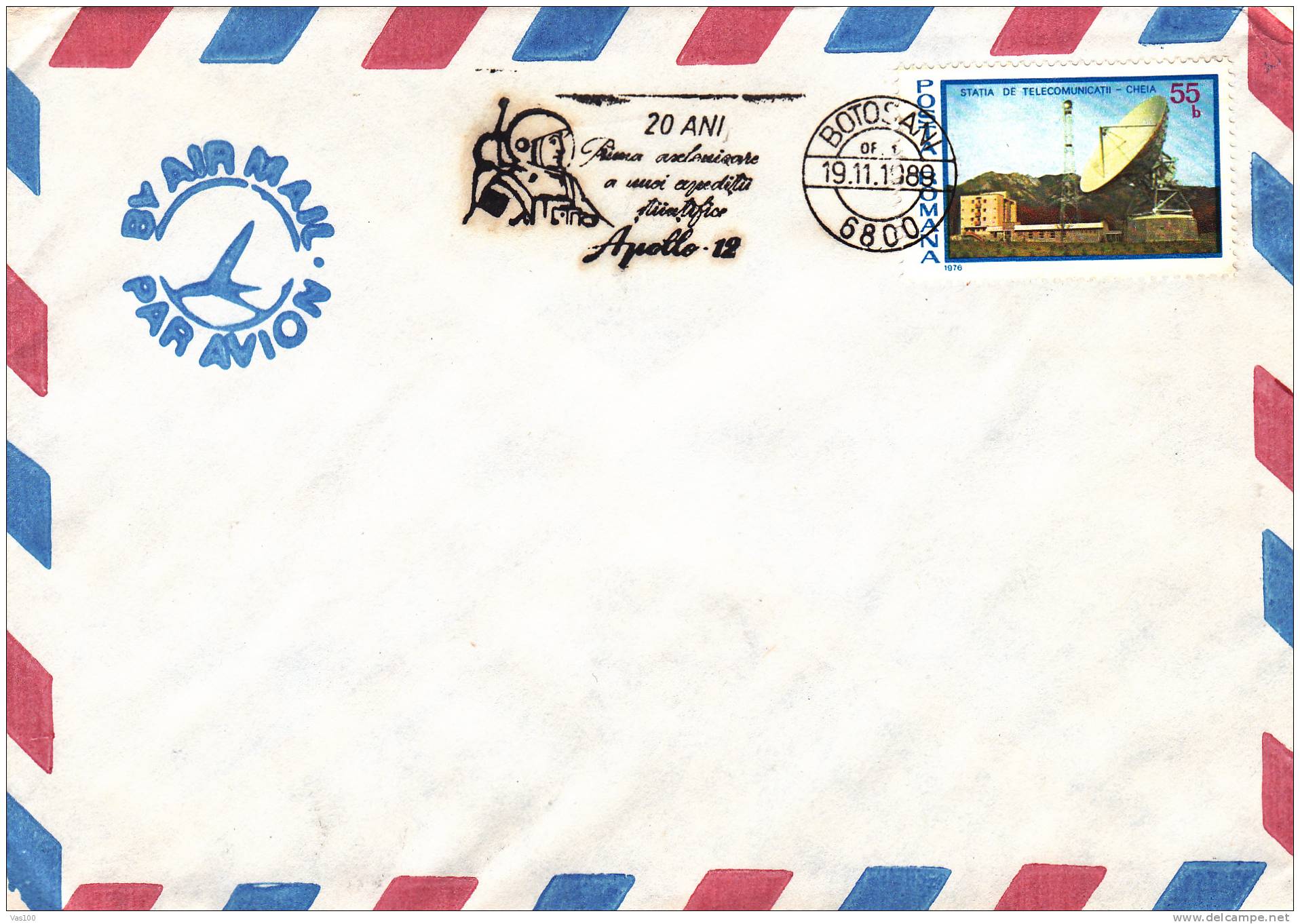 Space Mission,Apollo 12 Anniversary,1989 PMK On Cover Botosani - Romania. - Europe