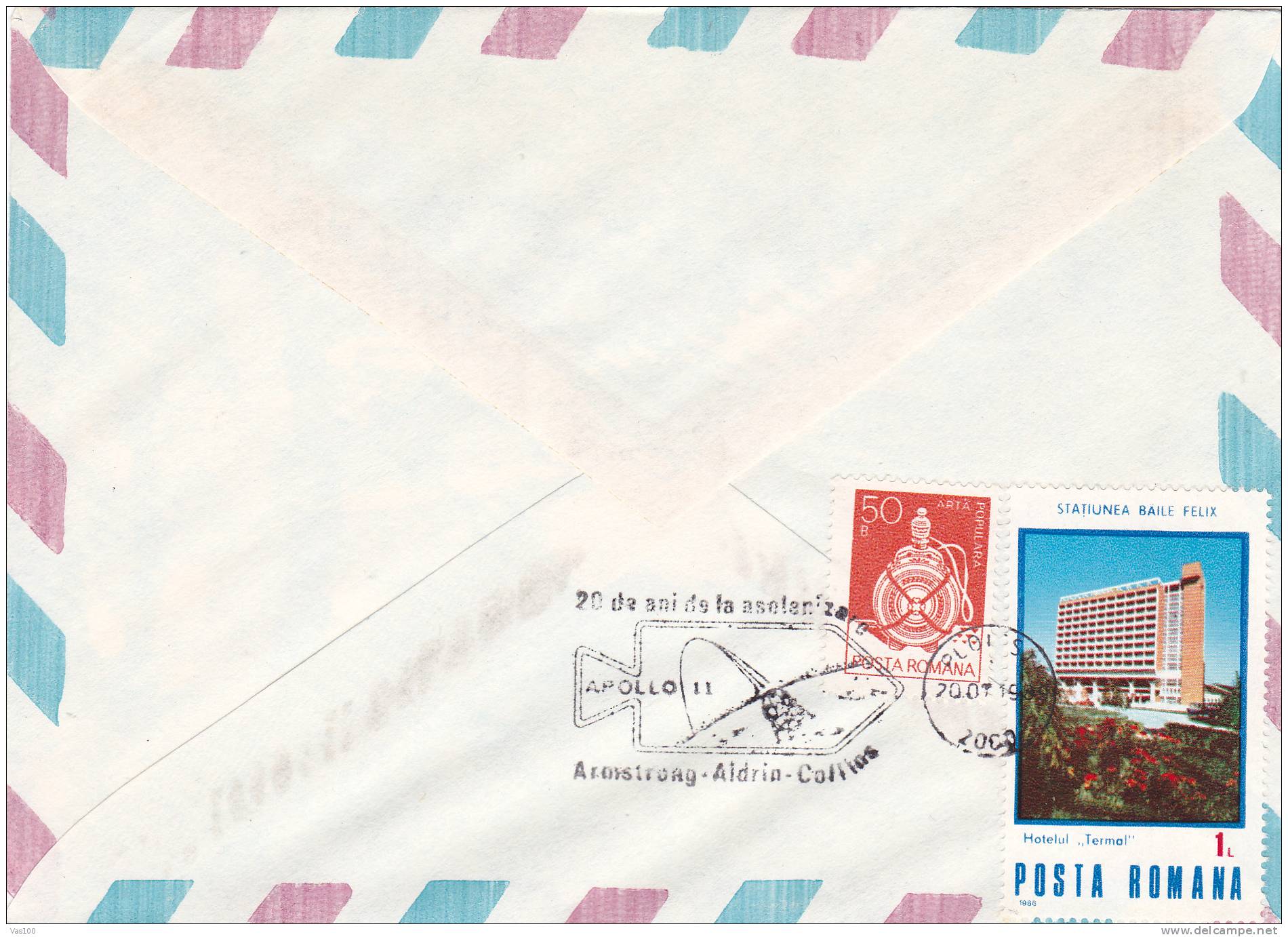 Space Mission,Apollo 11;Armstrong,Aldria,Collins,1989 PMK On Cover Ploiesti - Romania. - Europe