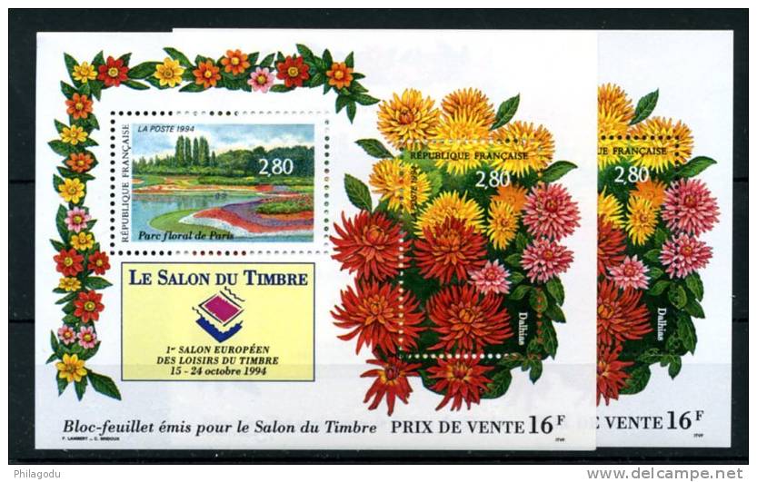 1994   Fleurs  Blocs Expo Philatélique  Cote 18 X 2 =  36 Euros - Unused Stamps