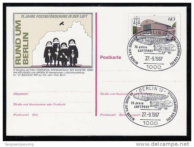 Aviation, Berlin Zeppelin Special Postmark Card Z042 - Zeppeline