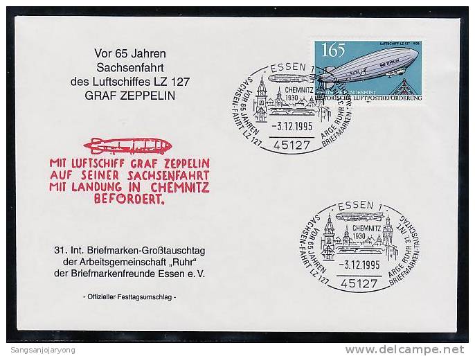 Aviation, Germany Sc1641 Zeppelin Special Cover Z014 - Zeppeline
