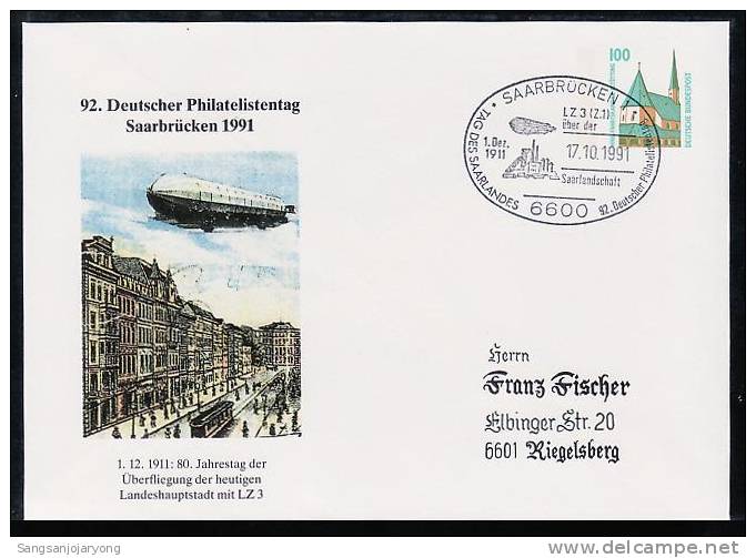 Aviation, Germany Zeppelin Special Postmark Cover Z029 - Zeppeline