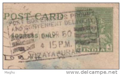 India Slogan 1950 "Post Box Ensures......" On  Postal Stationery, Postcard, Used Post Card - Briefe U. Dokumente