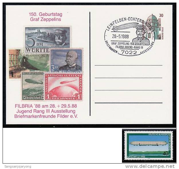 Aviation, Germany Zeppelin Special Postmark Card Z018 - Zeppelines