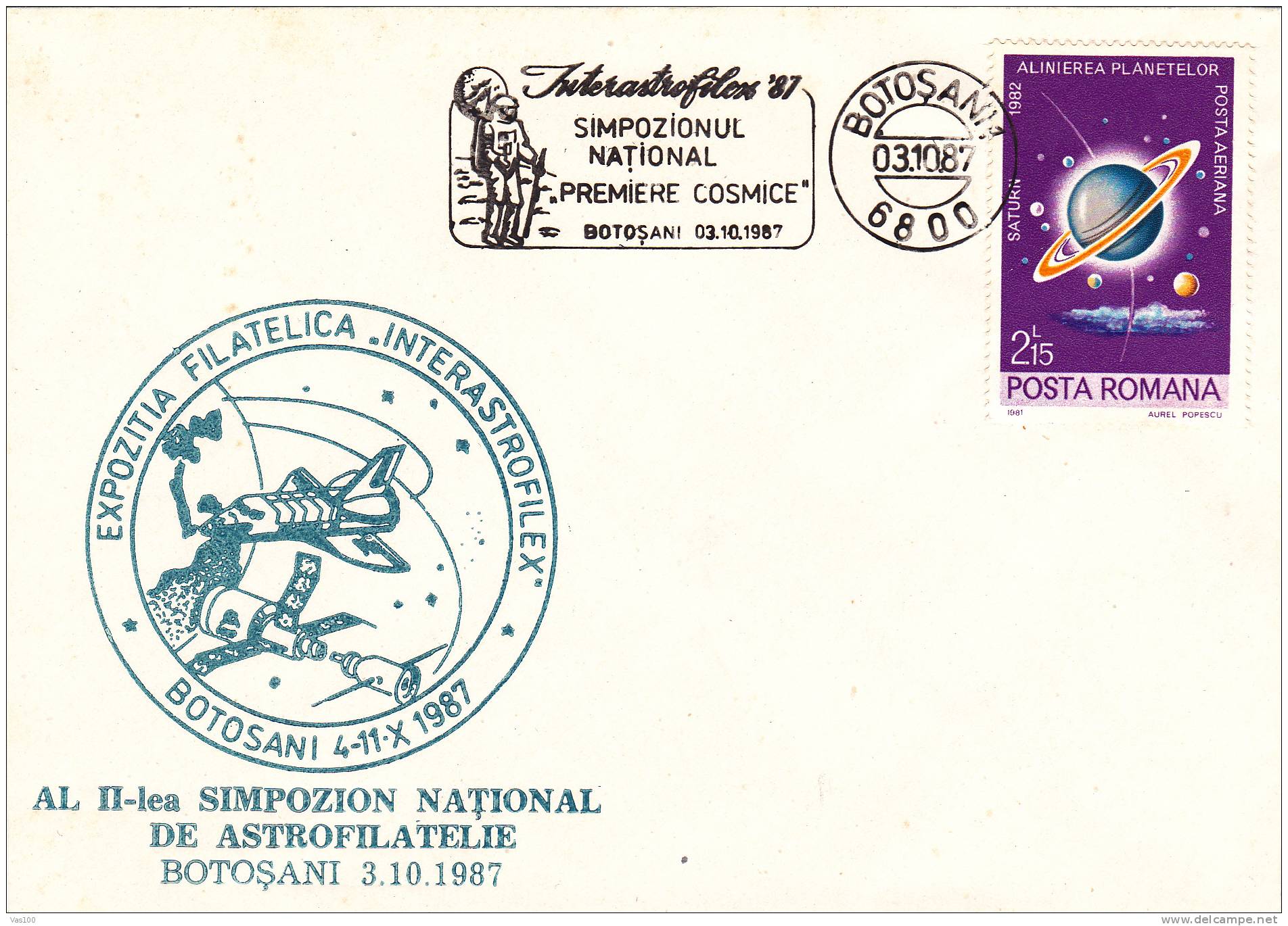 Space Mission,Apollo -11 Armstrong Special Covers 1987 Obliteration Botosani - Romania. - Europe