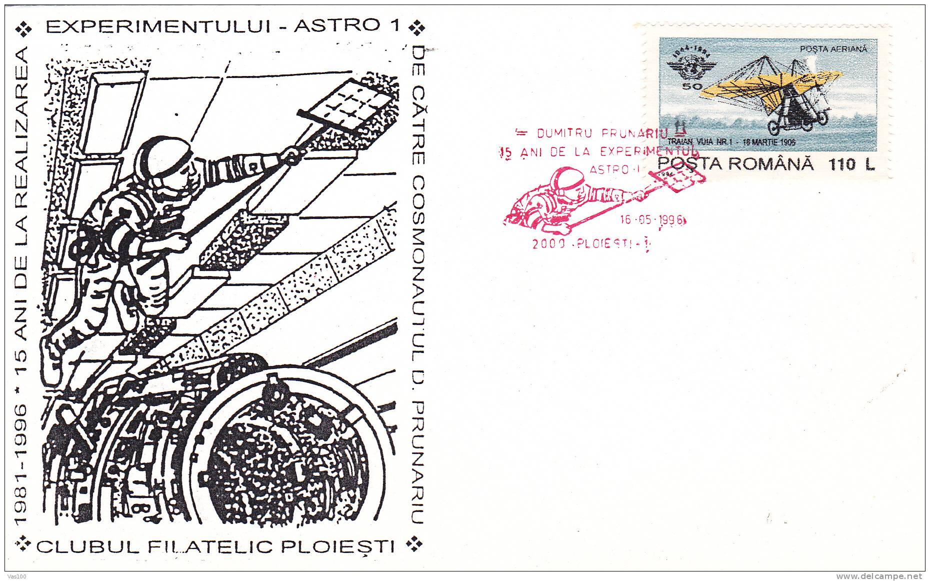 Space Mission,D. Prunariu Special Covers 1996 Obliteration Ploiesti - Romania. - Europe