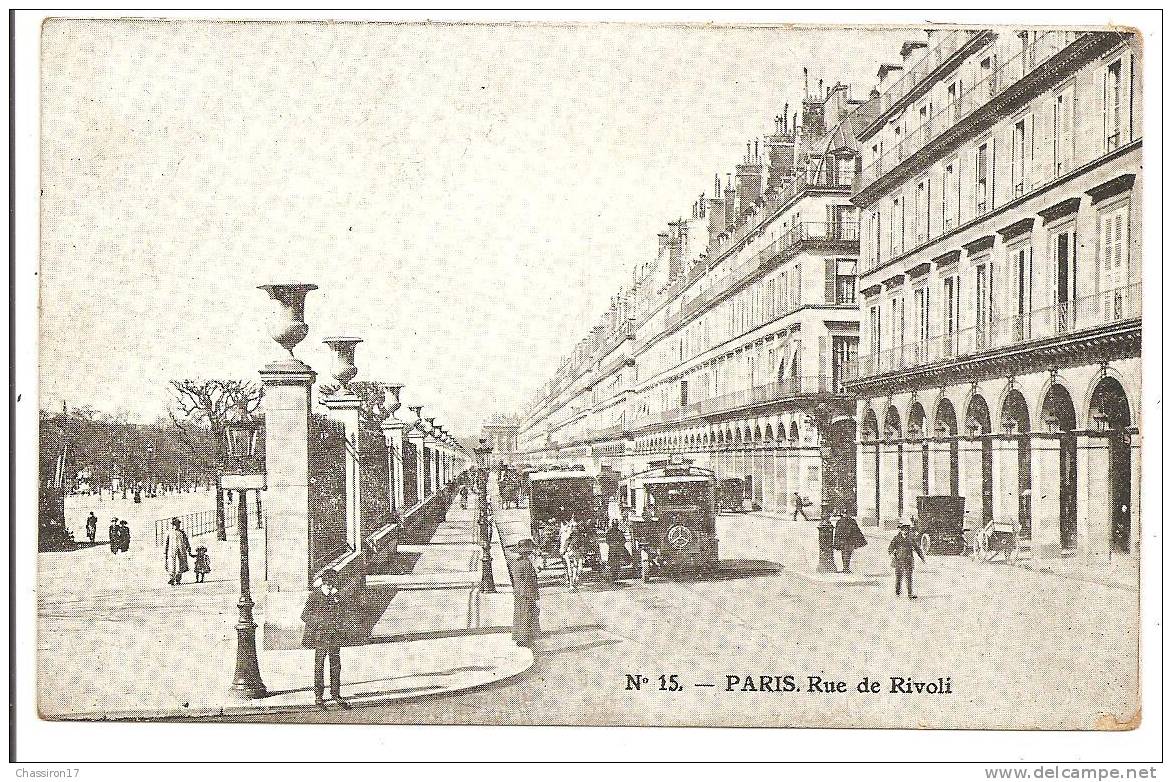 75 -   PARIS  1er -  Rue De Rivoli   - Animation Transport Cheval Et Bus Automobile - Nahverkehr, Oberirdisch