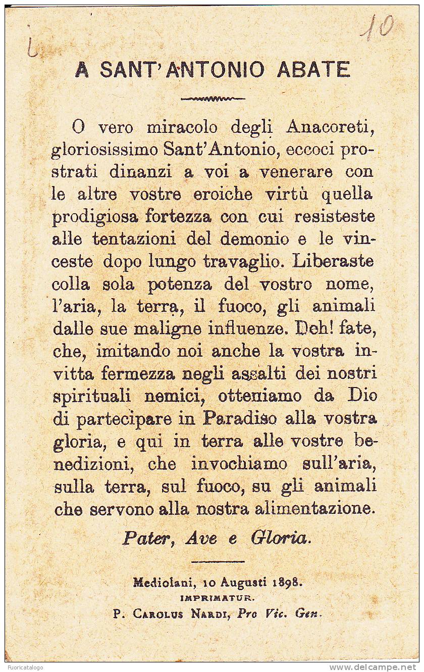 SANTINO -S.ANTONIO ABATE -OLD HOLY CARD - Devotion Images