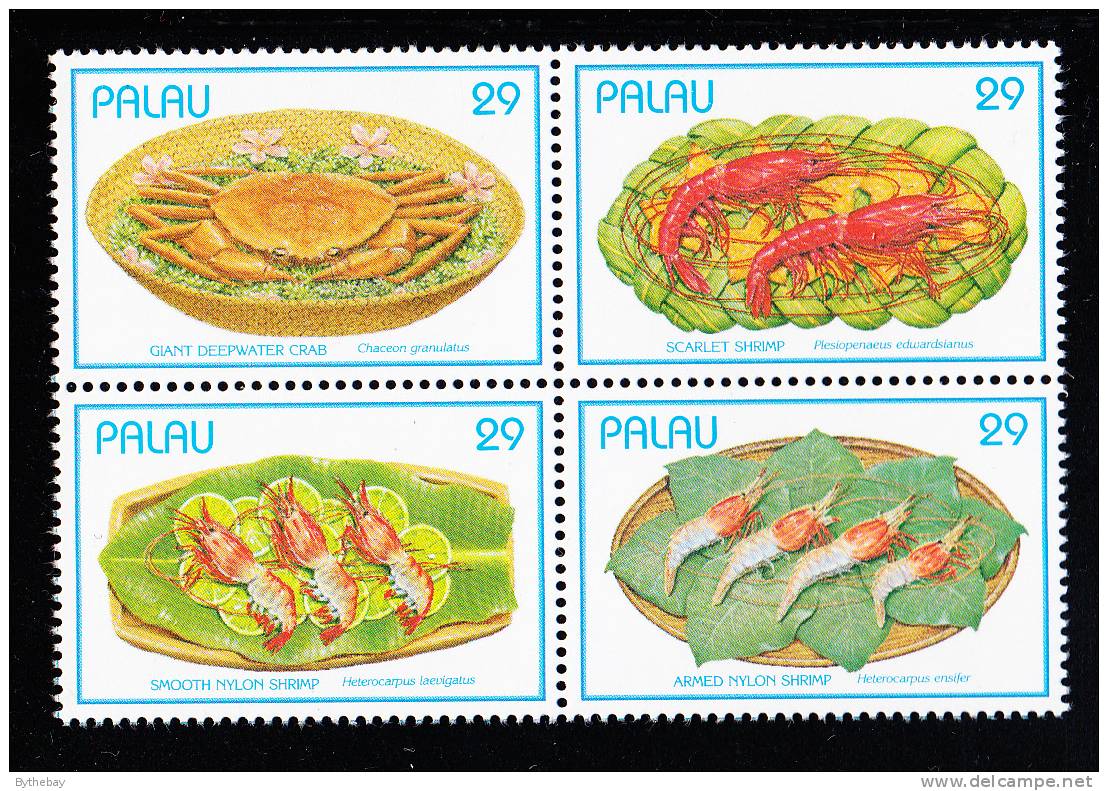 Palau Scott #314 MNH Block Of 4 29c Seafood Dishes - Palau