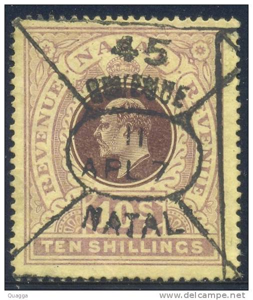 Natal REVENUE 1808. 10sh Violet And Brown On Yellow Paper. Barefoot 103. - Other & Unclassified