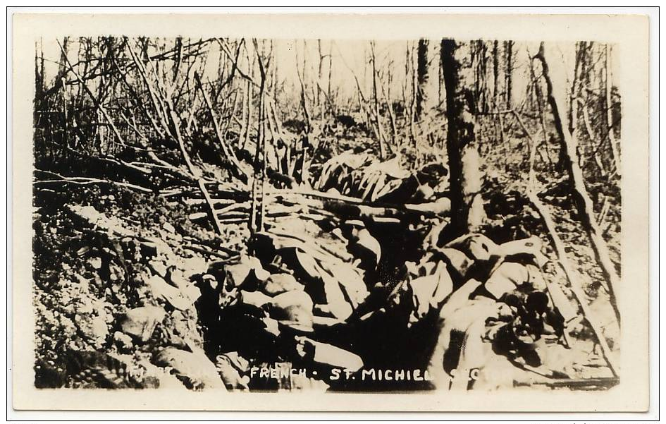 Real Photo Postcard (AZO Stamp Box), First Line French St Michiel Sector Mihiel - War 1914-18