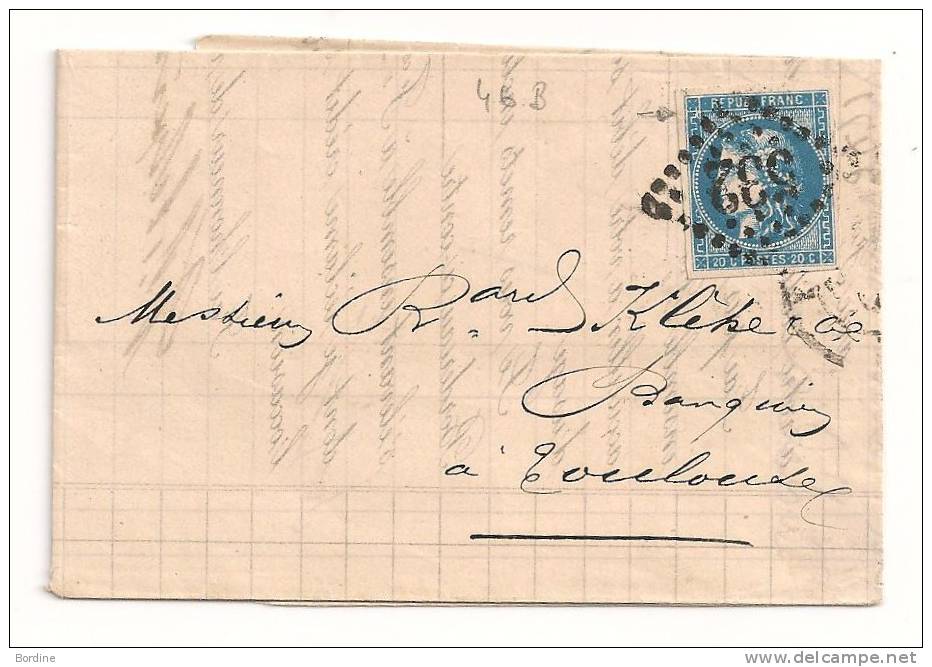 Lettre - GIRONDE - BORDEAUX GC.532/N°46 B - 1871 - TTTB - 1870 Bordeaux Printing