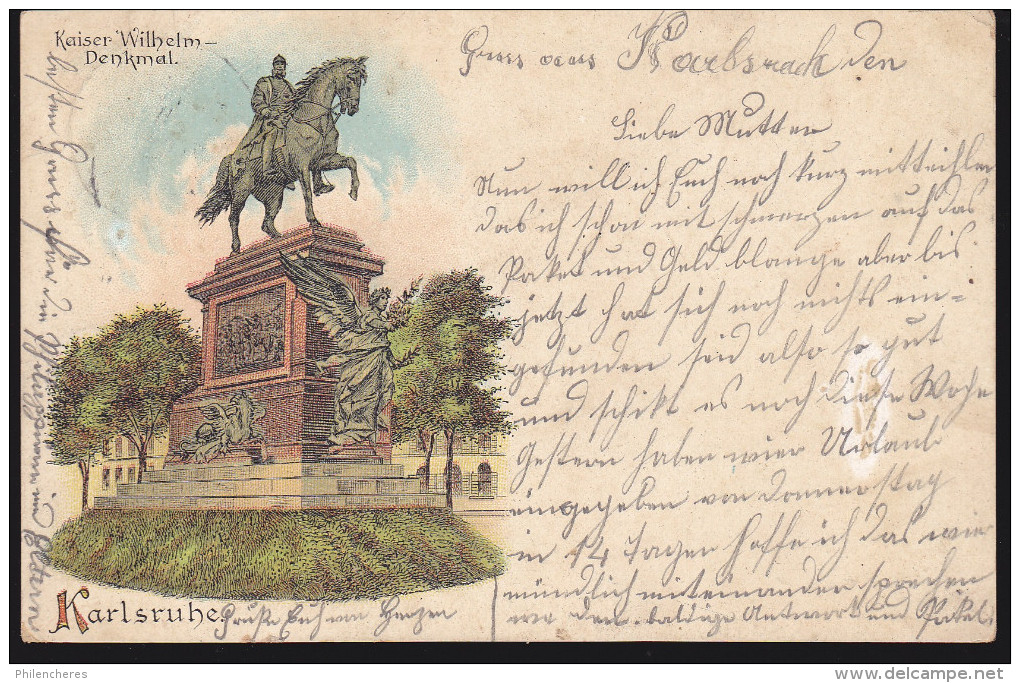 CPA - (Allemagne) Karlsruhe - Kaiser Wilhelm Denkmal - Karlsruhe