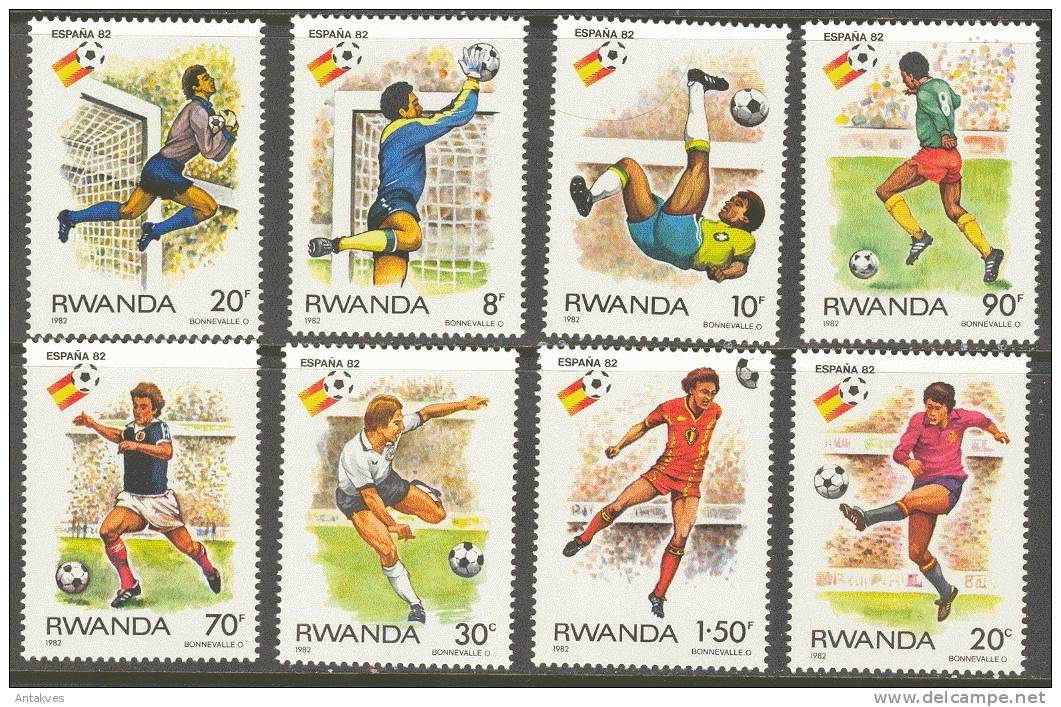 Rwanda Soccer Football Espana-82 Spain Set Of 8 MNH - 1982 – Espagne