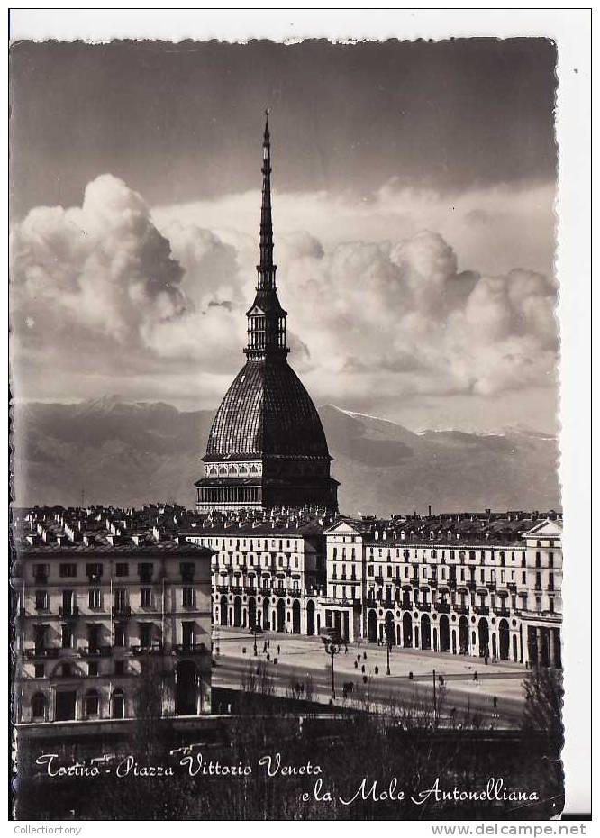 Torino - Piazza Vittorio Veneto E La Mole Antonelliana - Formato Grande - Viaggiata 1954 (al Retro Annullo A Targhetta) - Mole Antonelliana