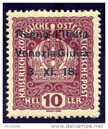 VENEZIA GIULIA. 1918. Francobollo D' AUSTRIA 10 Heller Lacca Sovrastampato. NUOVO - Vénétie Julienne