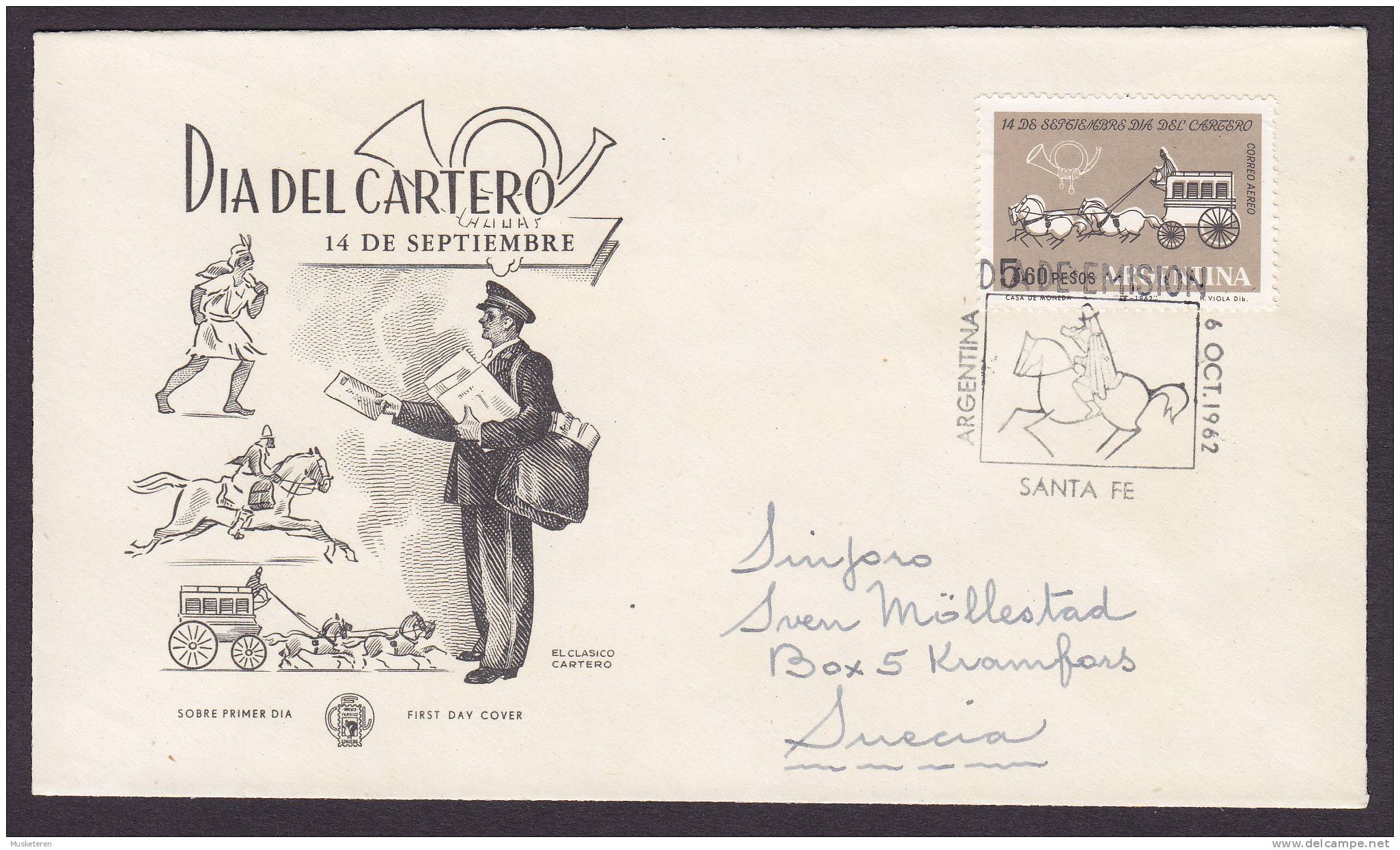 Argentina FDC Cover Sobre Primer Dia Dia Del Cartero Day Of The Mailman ESPERANTO - FDC