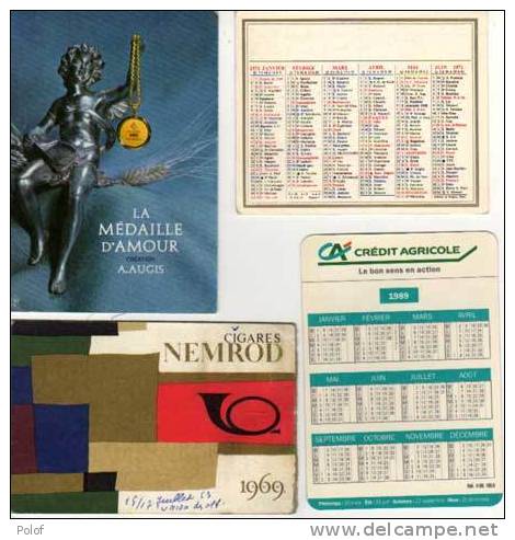 Lot De 4 Calendriers-1969 (cigares Nemrod) 1971 - 1971 (la Medaille D' Amour) 1989 (CA)(27935) - Petit Format : ...-1900