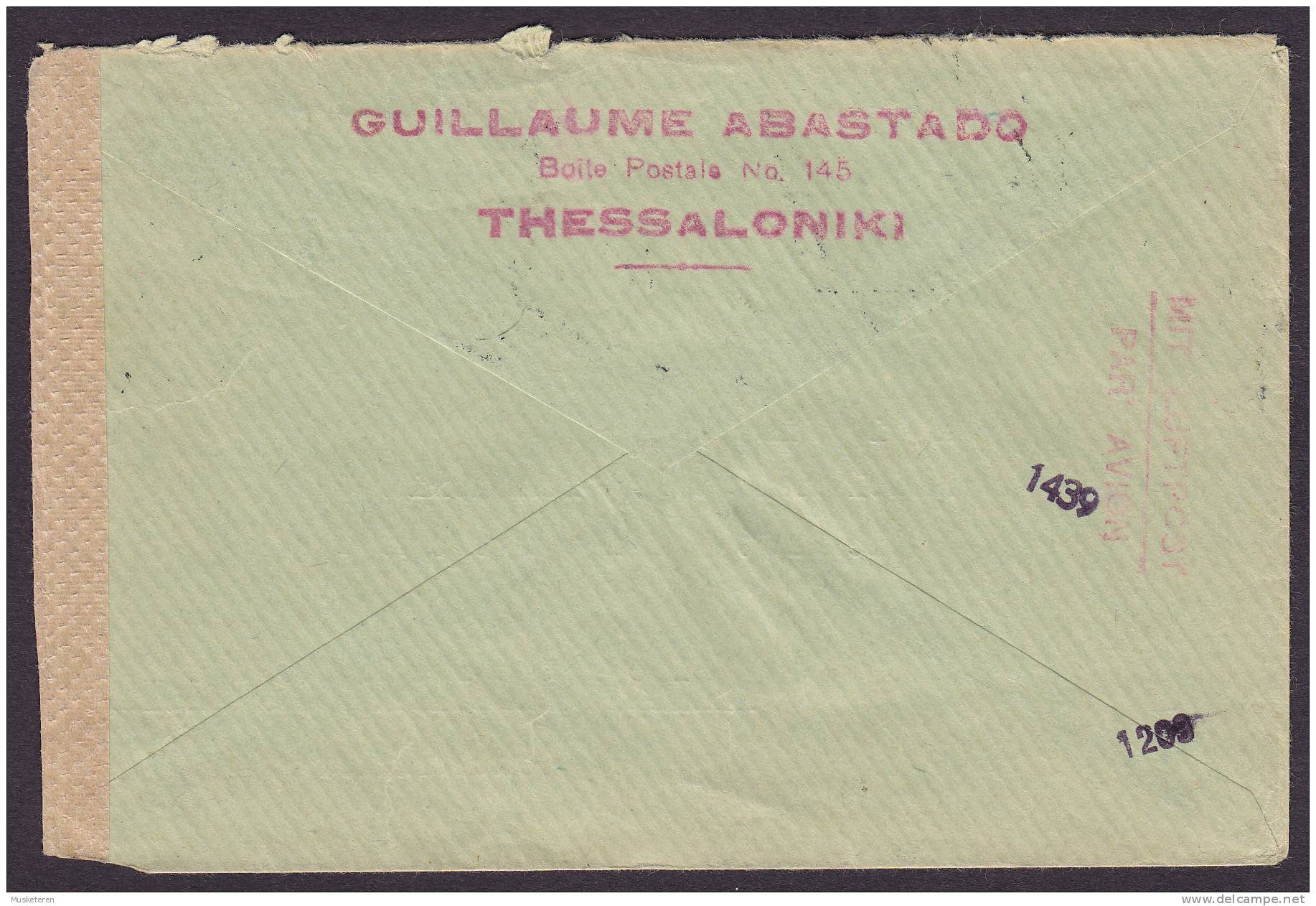 Greece THESSALONIKI Airmail Par Avion 1942 Cover To ICHTERSHAUSEN Germany Censor Zensur Geöffnet  (2 Scans) - Lettres & Documents