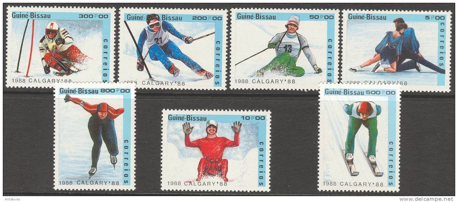 Guinea-Bissau Winter Olympic Games Calgary 1988 Set Of 7 MNH - Invierno 1988: Calgary