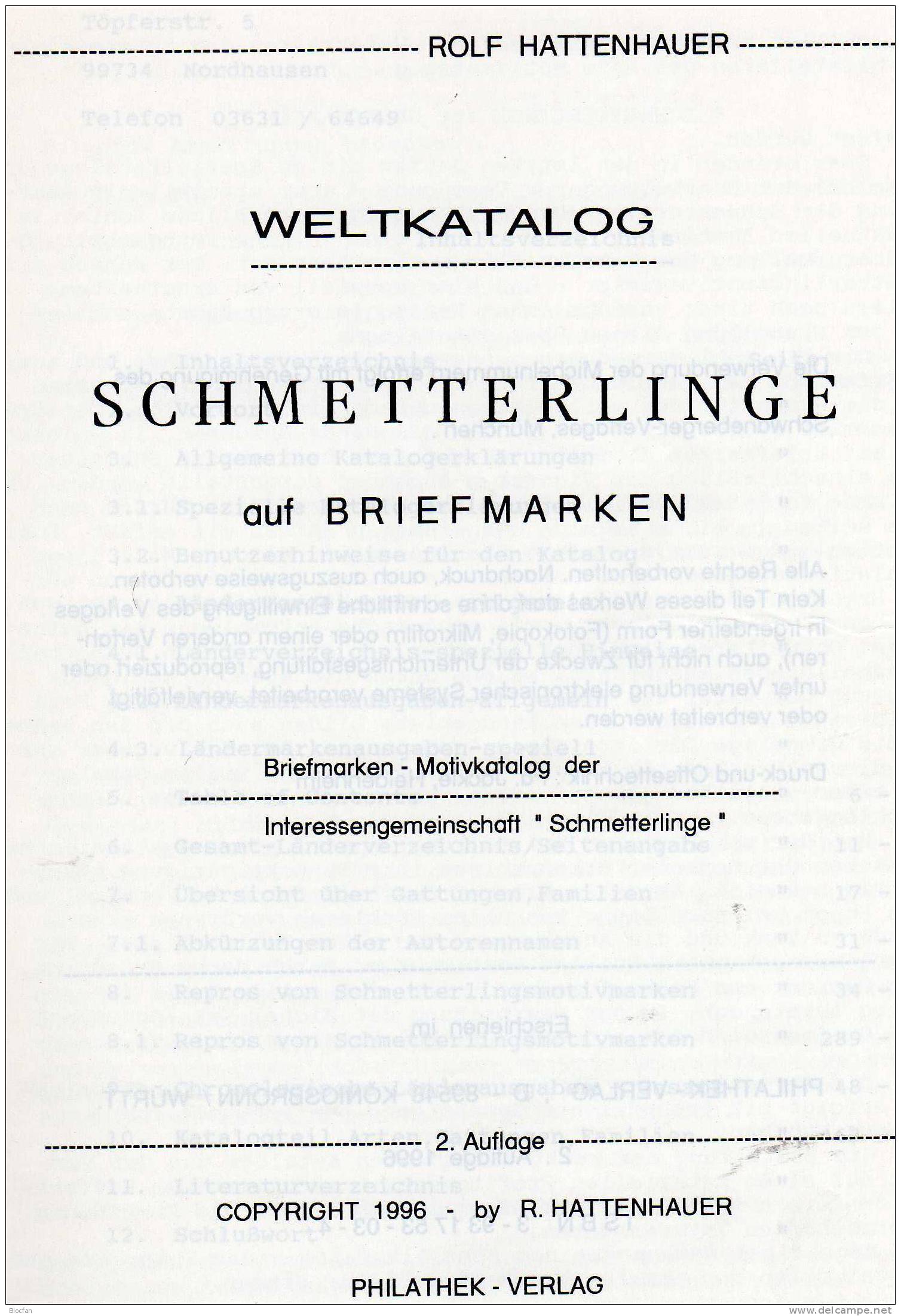 Schmetterling Katalog 1996 Antiquarisch 20€ Briefmarken Teil I : A Bis M Name Such-Register Catalogue Of The World - Papillons