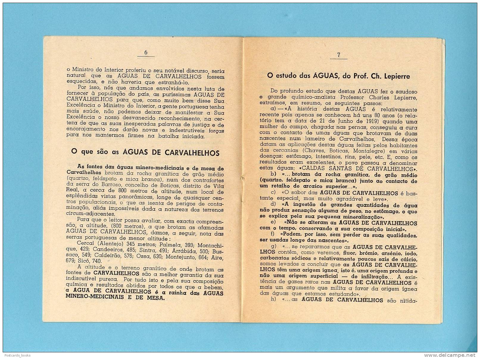 Publicidade AGUAS CARVALHELHOS. Livrinho Publicitario De 16 Paginas 1950s. - Vila Real