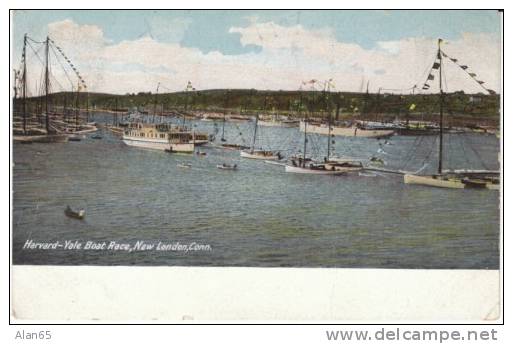 New London CT Connecticut, Harvard Yale Boat Race,  C1900s Vintage Postcard - Other & Unclassified