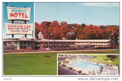 Norwichtown CT Connecticut, Norwich Motel Multi-view Chrome, Lodging, C1960s/70s Vintage Postcard - Autres & Non Classés