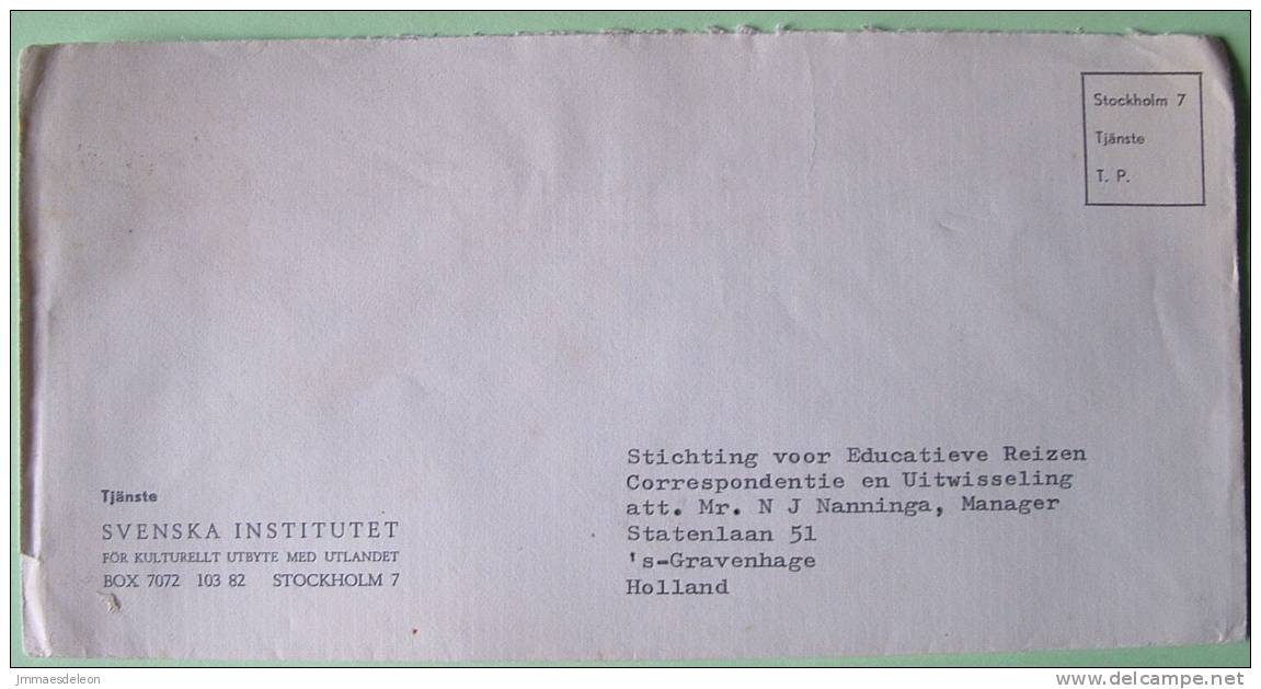 Sweden Cover To Holland Netherlands - Culture And Travel Topic - Lettres & Documents