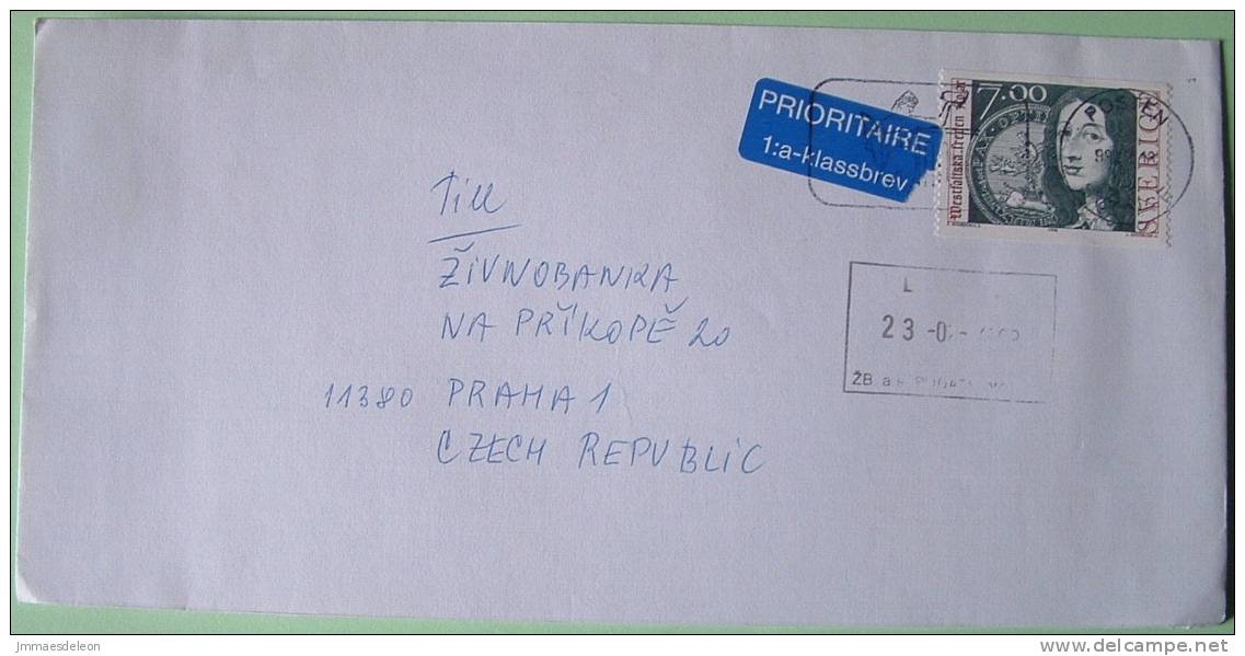 Sweden 1999 Cover To Praha Czech - Queen Christina - Medallion Peace Of Westphalia - Storia Postale